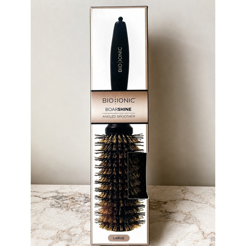 RARE Bio Ionic BoarShine Angled Smoother Large Boar Bristle Hair Brush NEW...